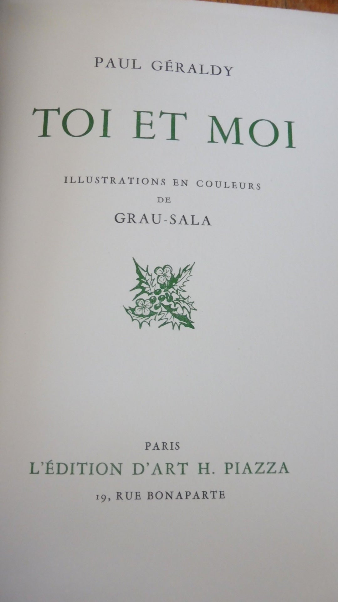 Toi et moi (Paul Géraldy) 1952 illus. Grau Sala VELIN