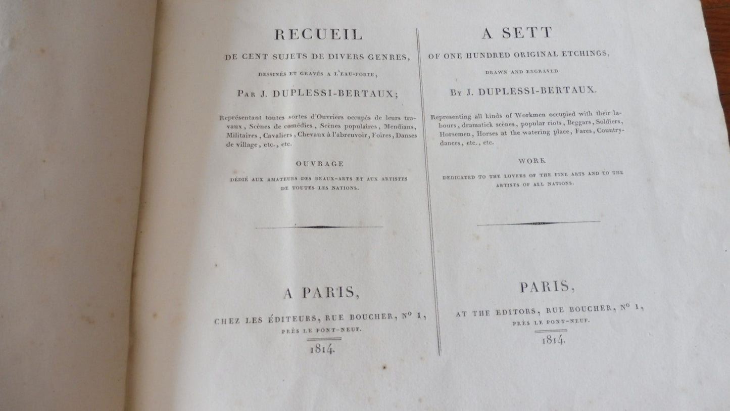 Recueil de cent sujets de divers genres (J. Duplessi-Bertaux) 1814 GRAVURES