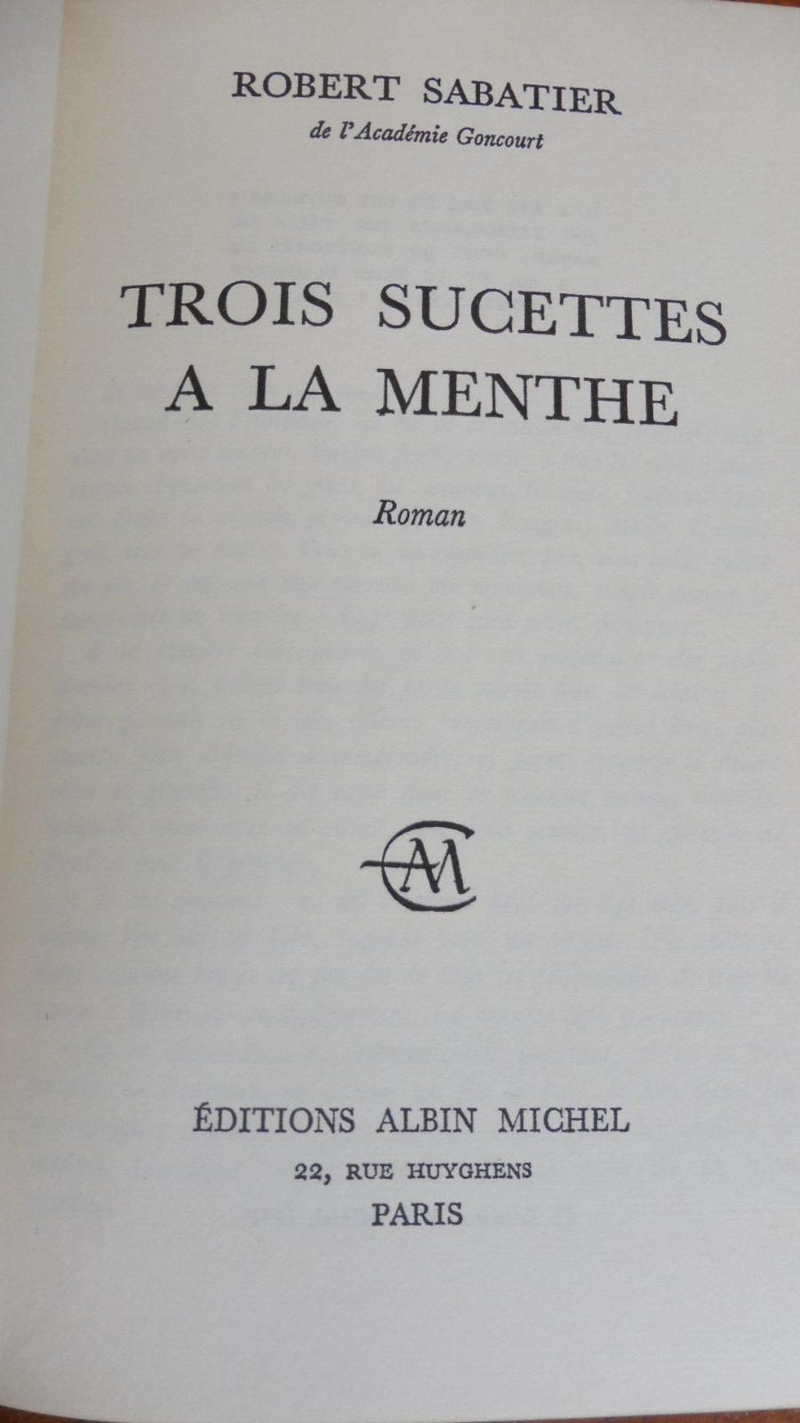 Trois sucettes à la menthe (Robert Sabatier) 1977