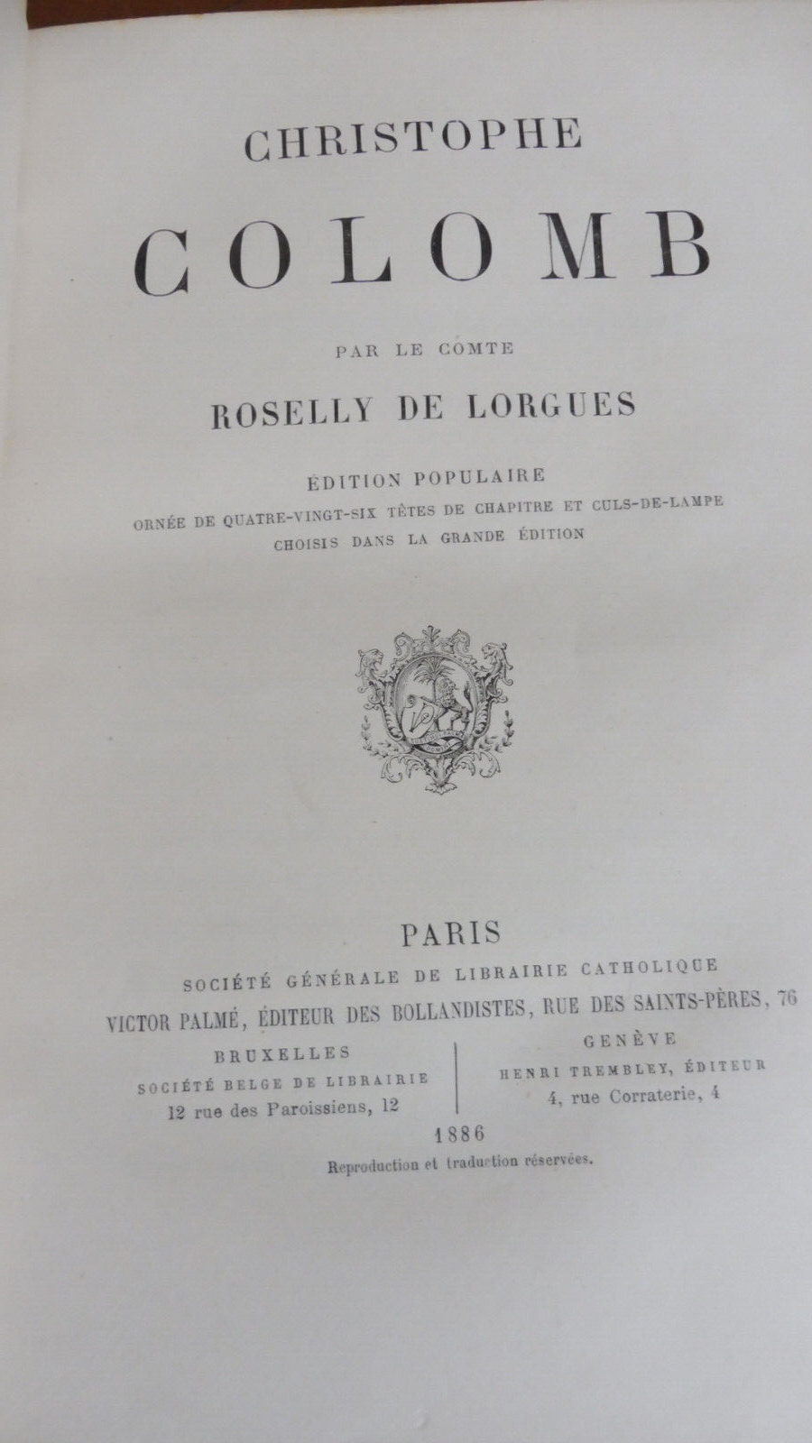 Christophe Colomb (Roselly de Lorgues) 1886