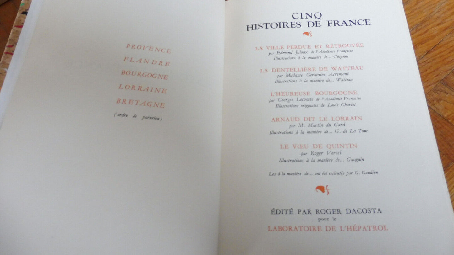 Cinq histoires de France (Martin du Gard, Vercel...) 1937-38 2 tomes en 1 vol.