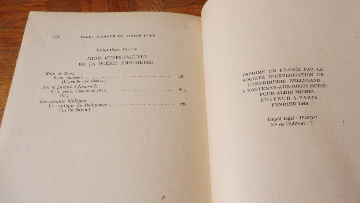Pages d'amour pour Adèle Foucher, Juliette Drouet... (Victor Hugo) 1949