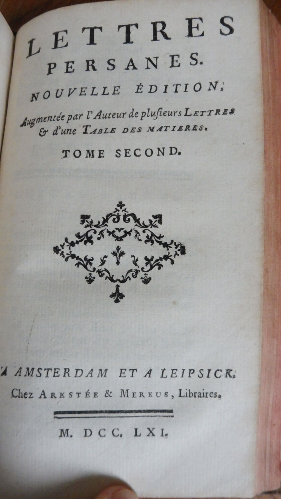 Les Lettres persanes (Montesquieu) 1761 2 tomes en 1 vol.