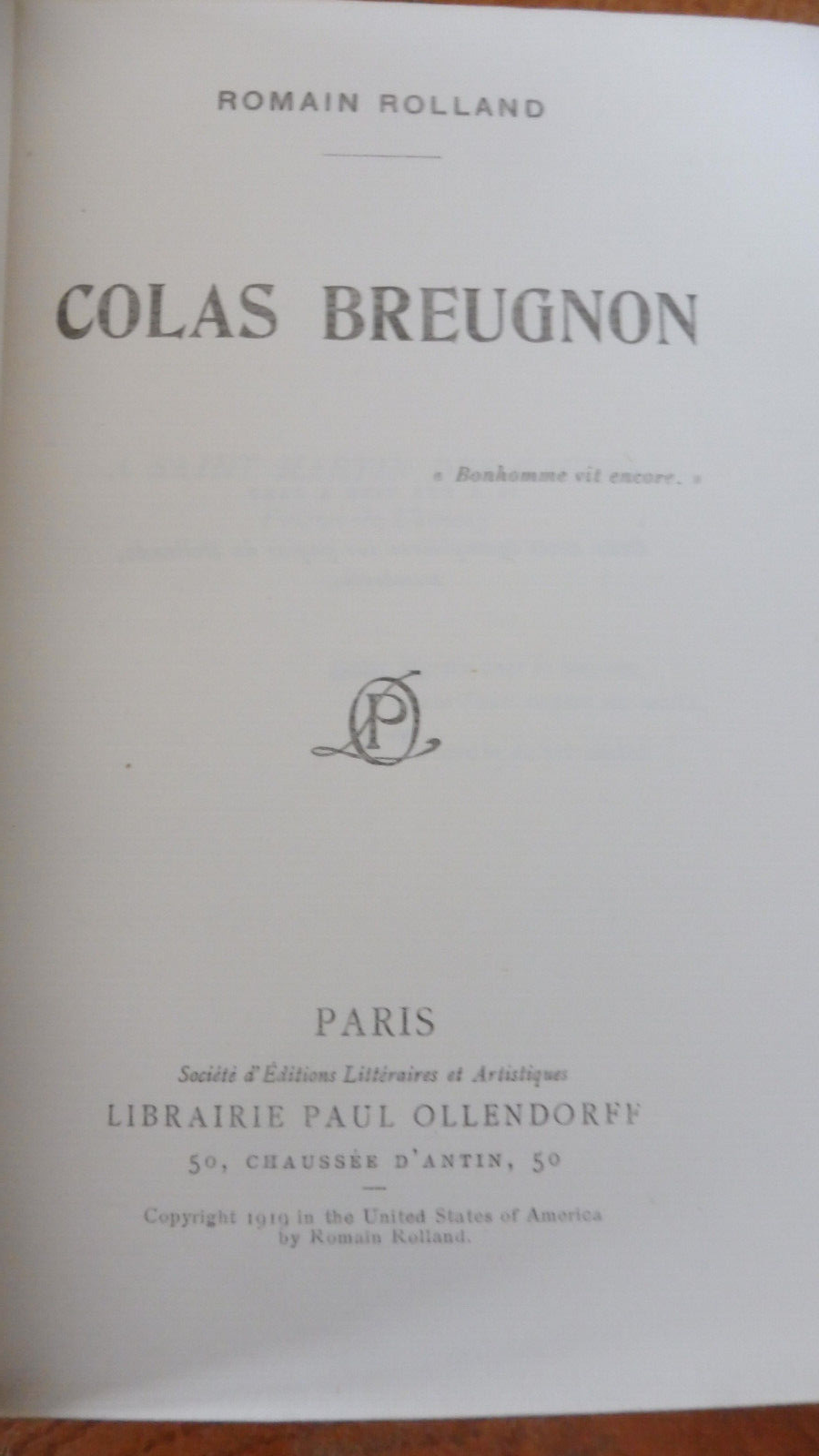 Colas Breugnon (Romain Rolland) 1919 EO HOLLANDE RELIURE SIGNEE