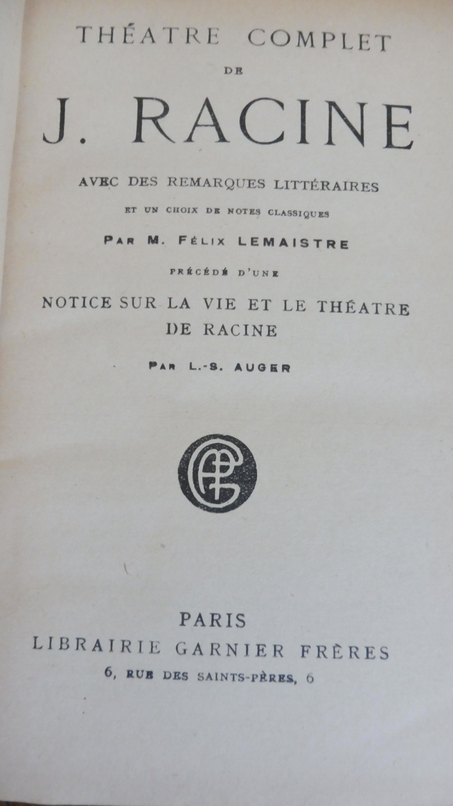 Théâtre complet de Racine 1929
