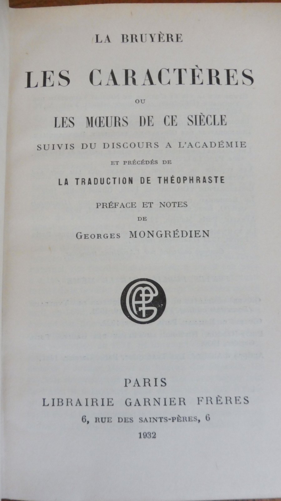 Les Caractères (La Bruyère) 1932