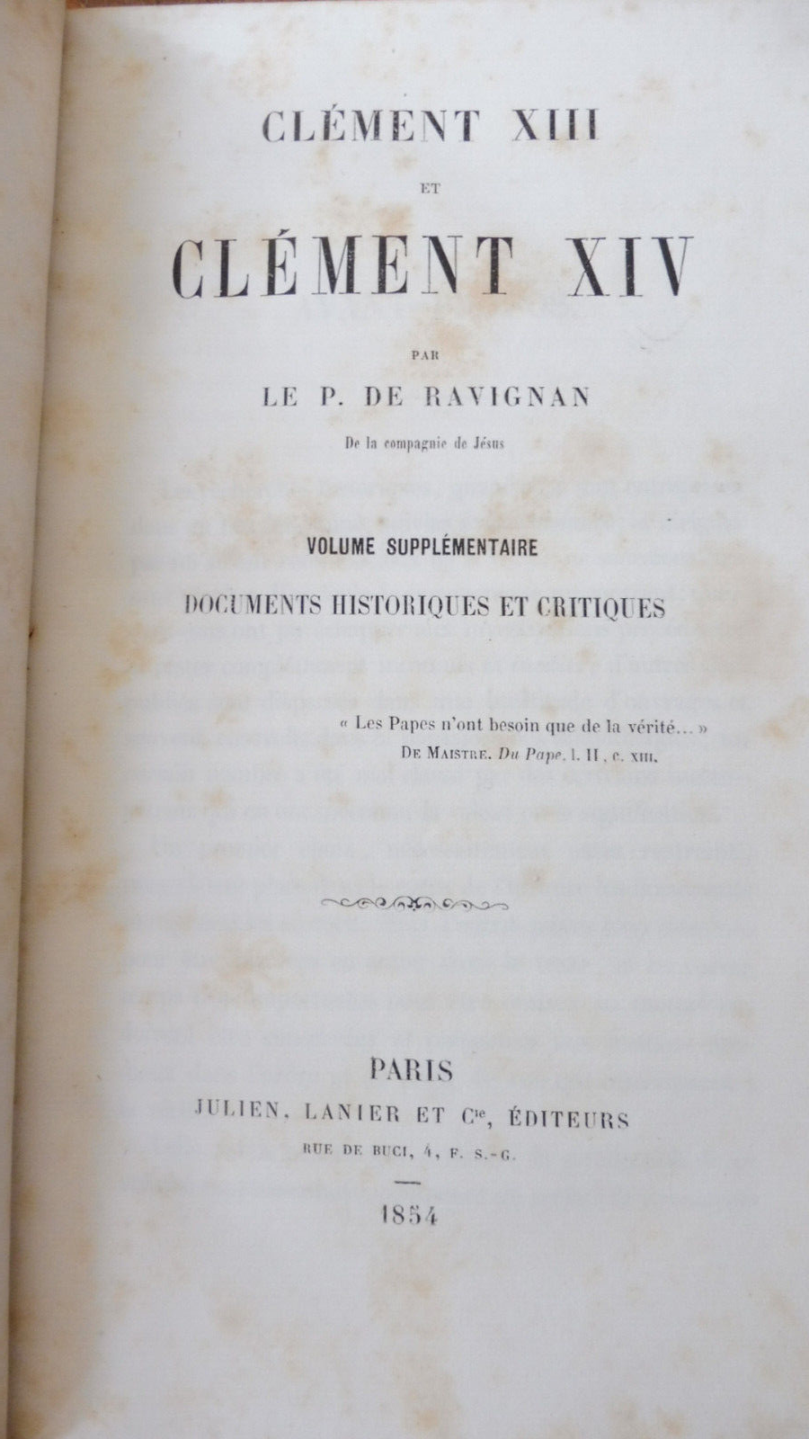 Clément XIII et Clément XIV (De Ravignan) 1854 2/2