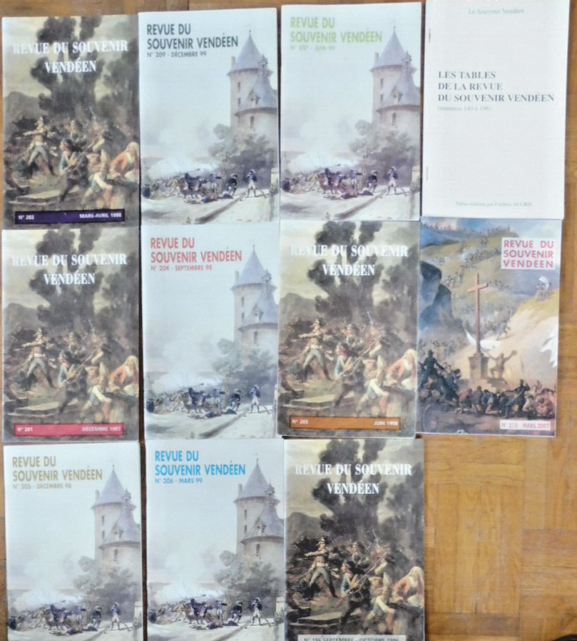 Lot revue du Souvenir vendéen. 10 vol. + table