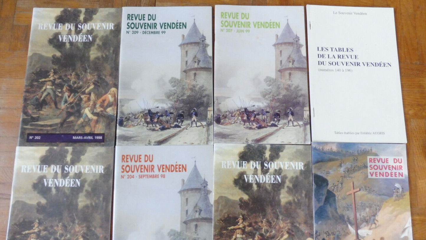 Lot revue du Souvenir vendéen. 10 vol. + table