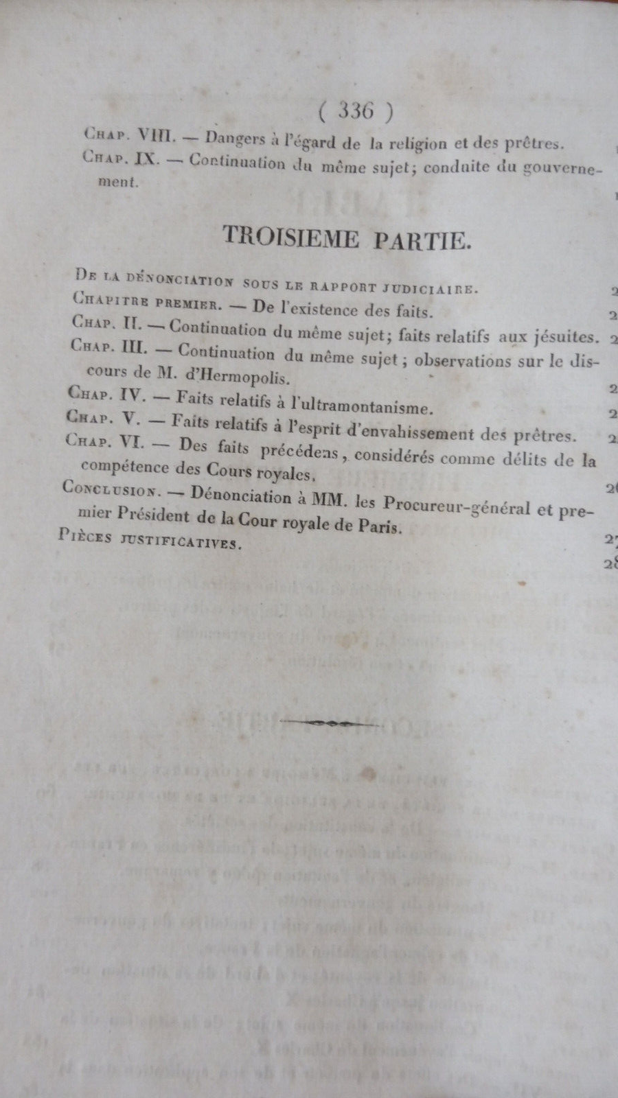 Dénonciations aux cours royales (De Montlosier) 1826