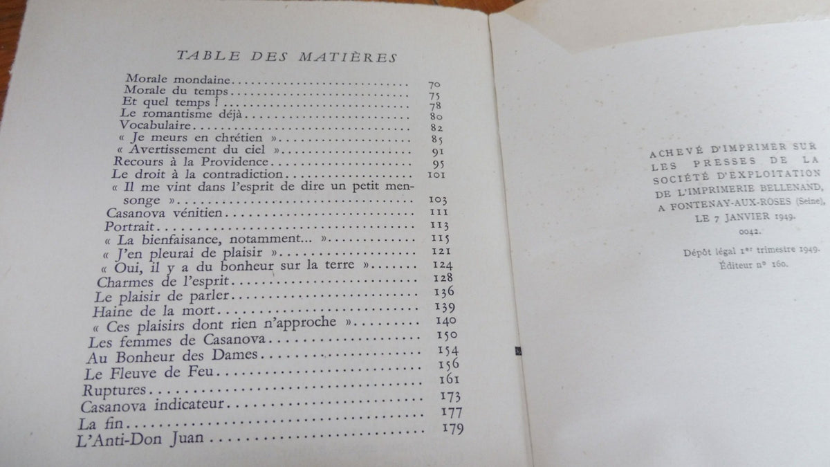 Casanova ou l'anti Don-Juan (Félicien Marceau) 1949 EO Envoi à André Maurois