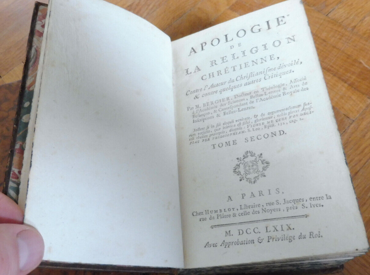 Apologie de la Religion (Bergier) 1769 2/2