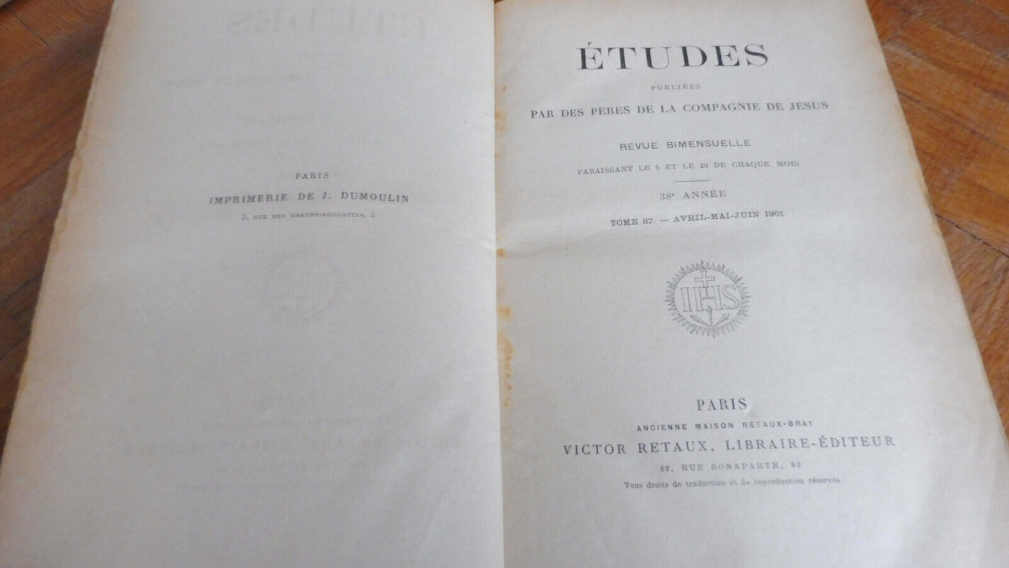 Etudes des jésuites avril, mai, juin 1901
