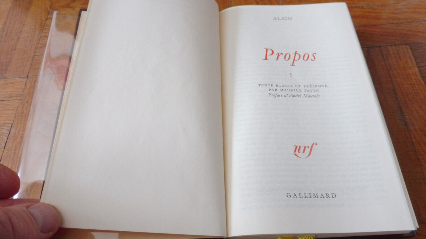 Propos t.1 (Alain) 1990 PLEIADE TBE