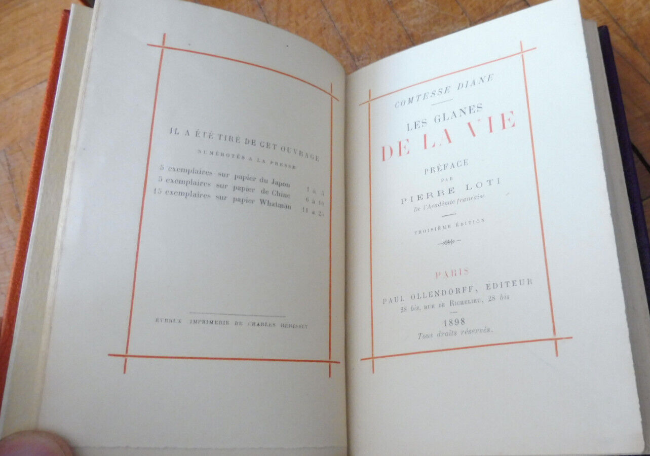 Les Glanes de la vie (Comtesse Diane) 1898 JOLIE RELIURE