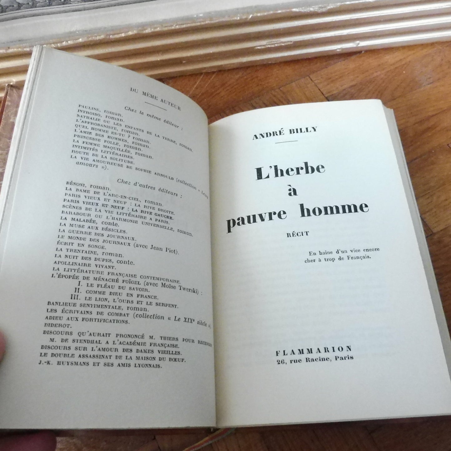 L'Herbe à pauvre homme (André Billy) 1942 EO