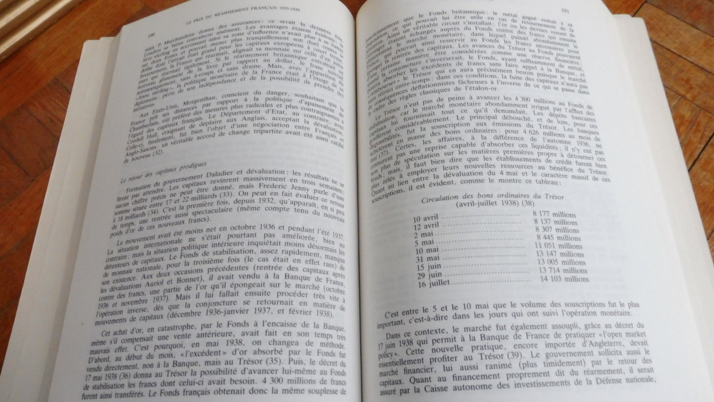 Le Prix du réarmement français. 1935-1939 (Robert Frankenstein) 1982