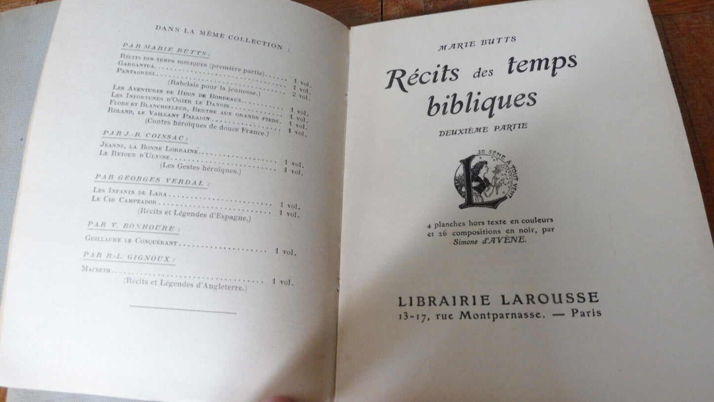 Récits des temps bibliques (M. Butts) 1930 illus. Aman-Jean 2 vol.