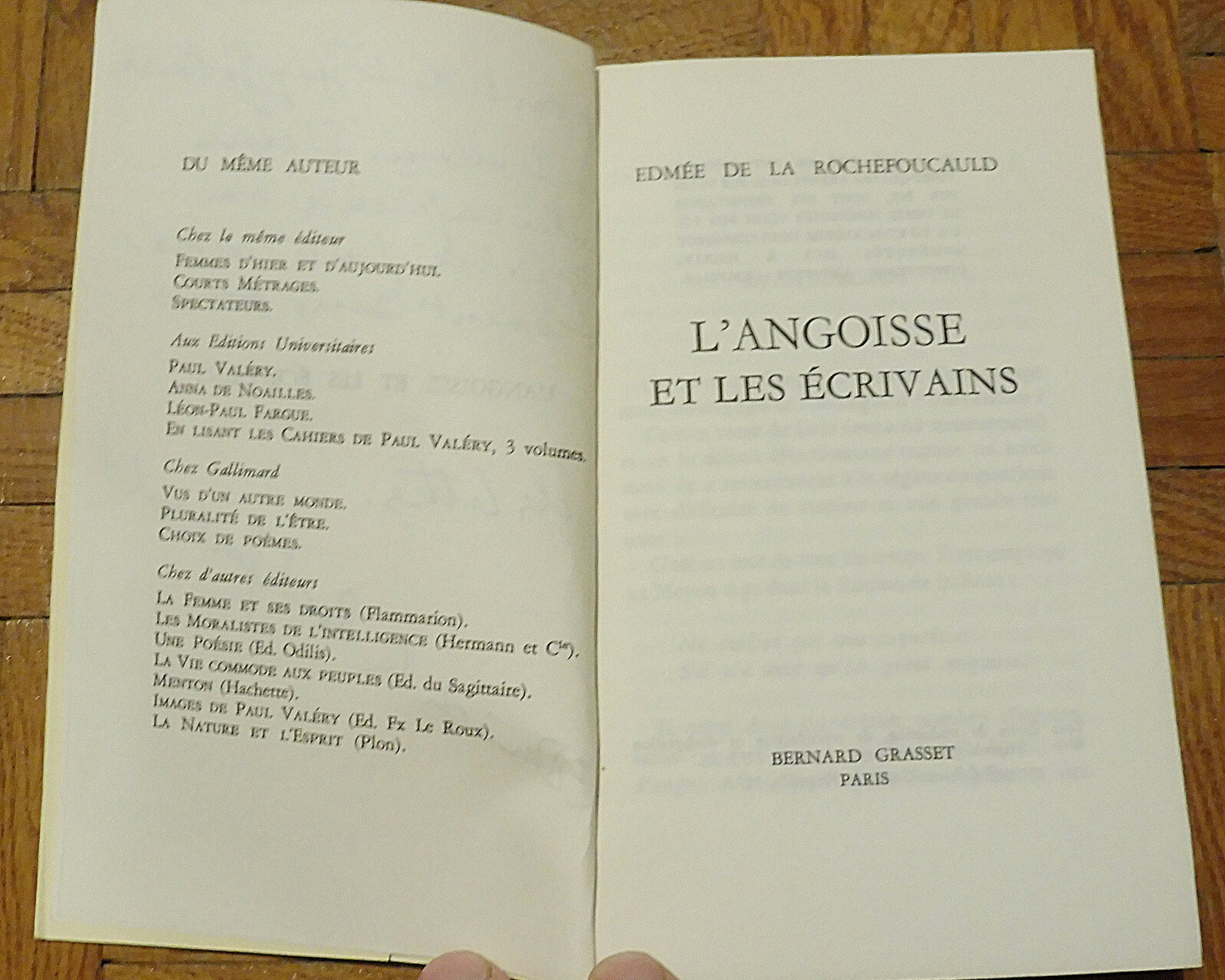 L'Angoisse des écrivains (Edmée de la Rochefoucauld) 1974 ENVOI