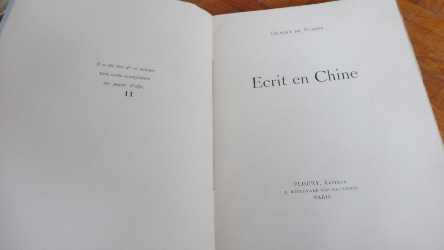 Ecrit en Chine (Gilbert de Voisins) 1913 ALFA ENVOI EO