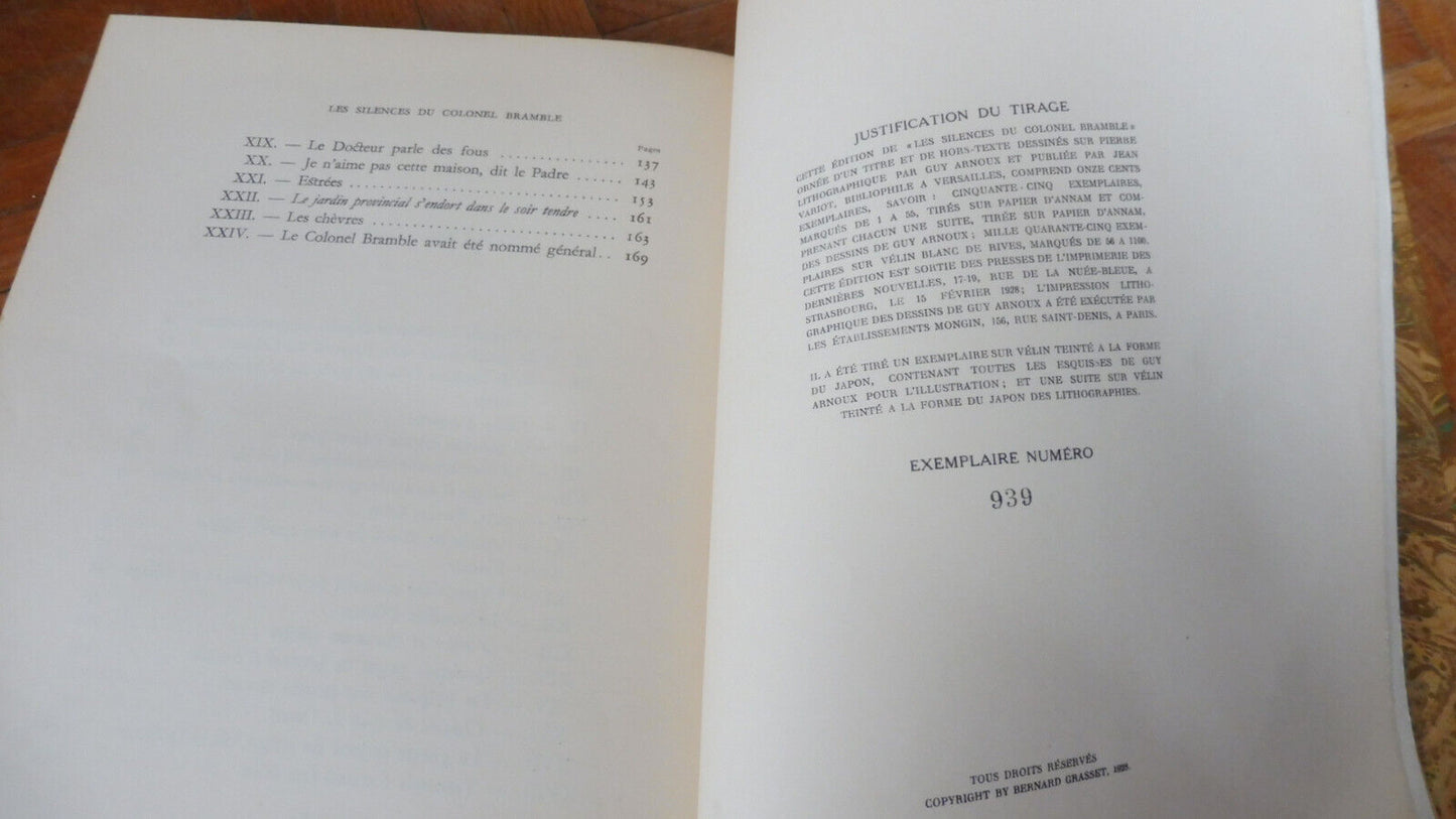 Les Silences du colonel Bramble (André Maurois) 1928 illus. Arnoux VELIN
