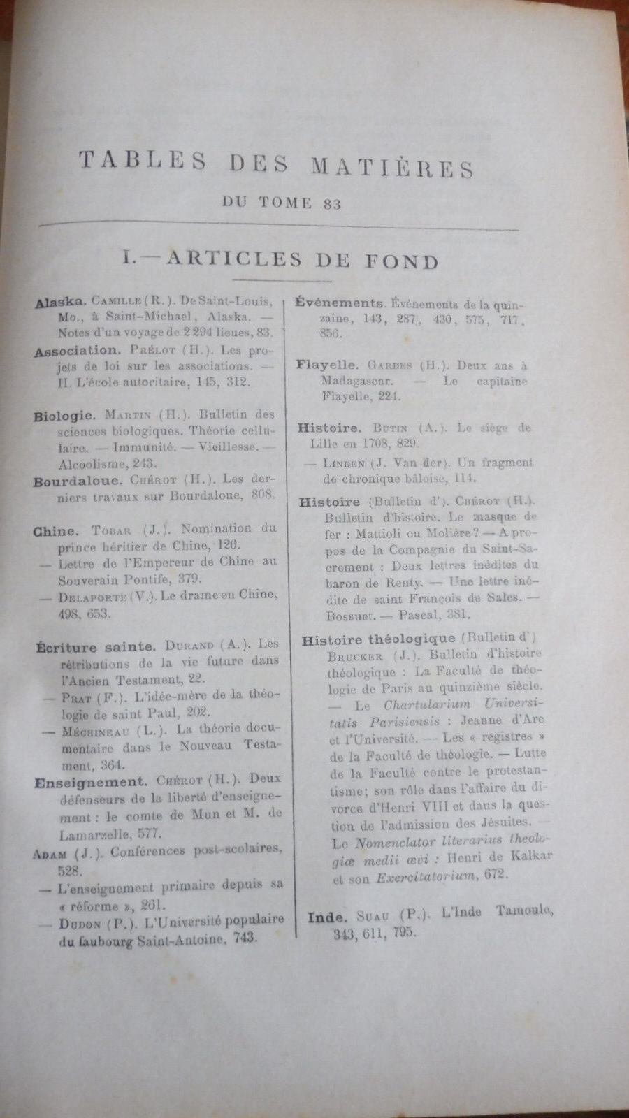 Etudes des jésuites avril, mai, juin 1900