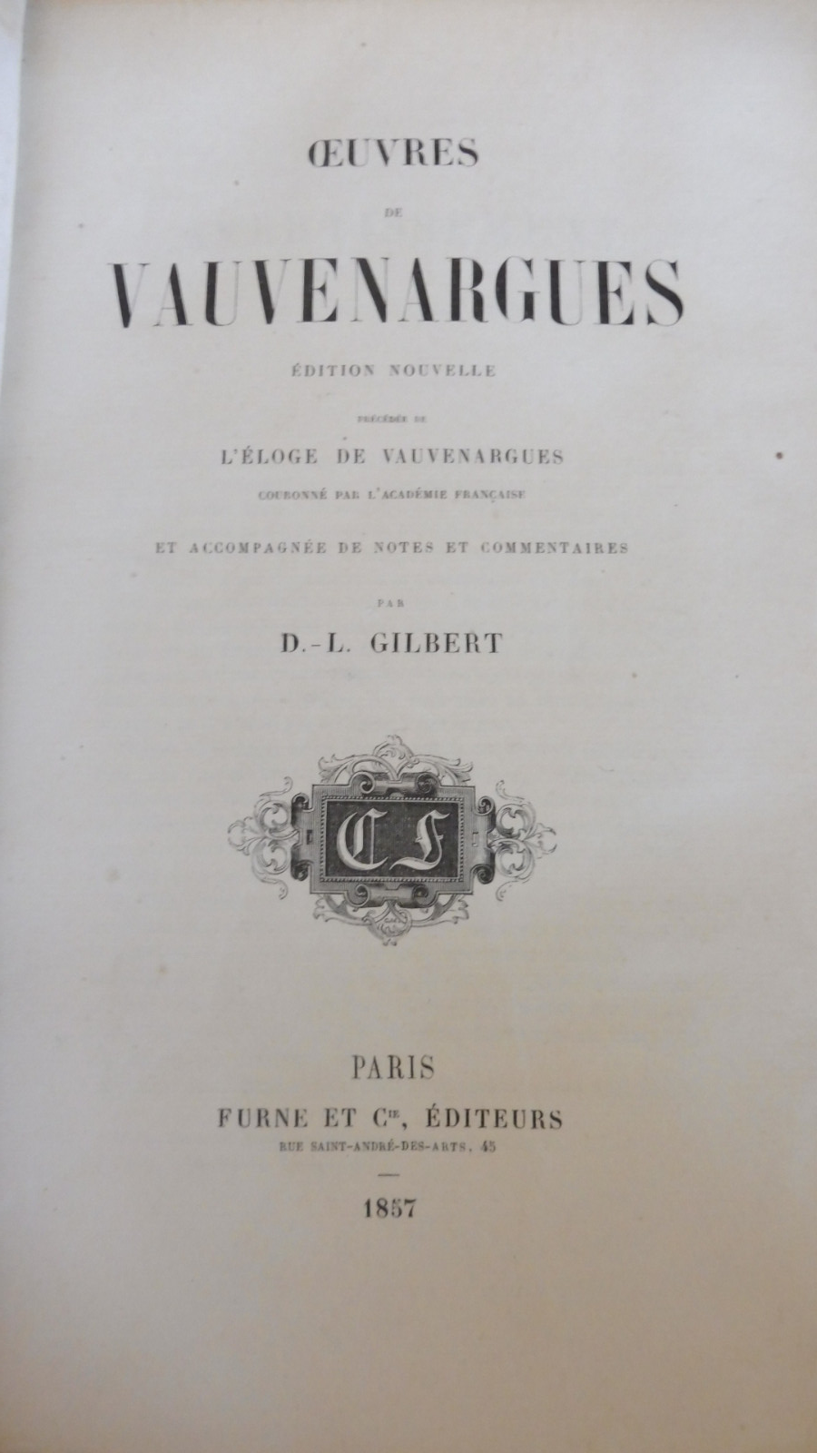 Oeuvres de Vauvenargues 1857 2 vol.