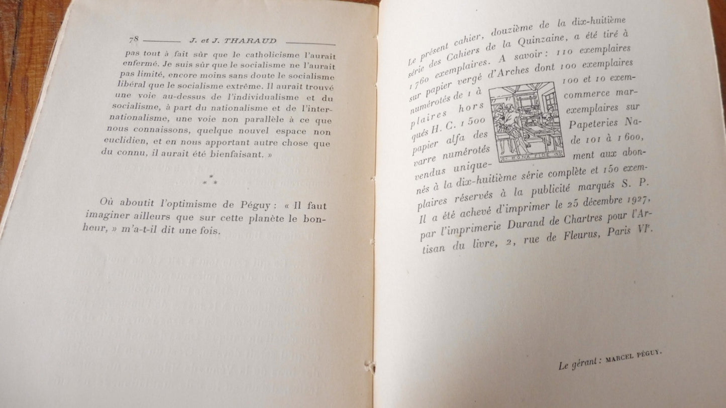 Pour les fidèles de Péguy (Jérôme et Jean Tharaud) 1927 ENVOI