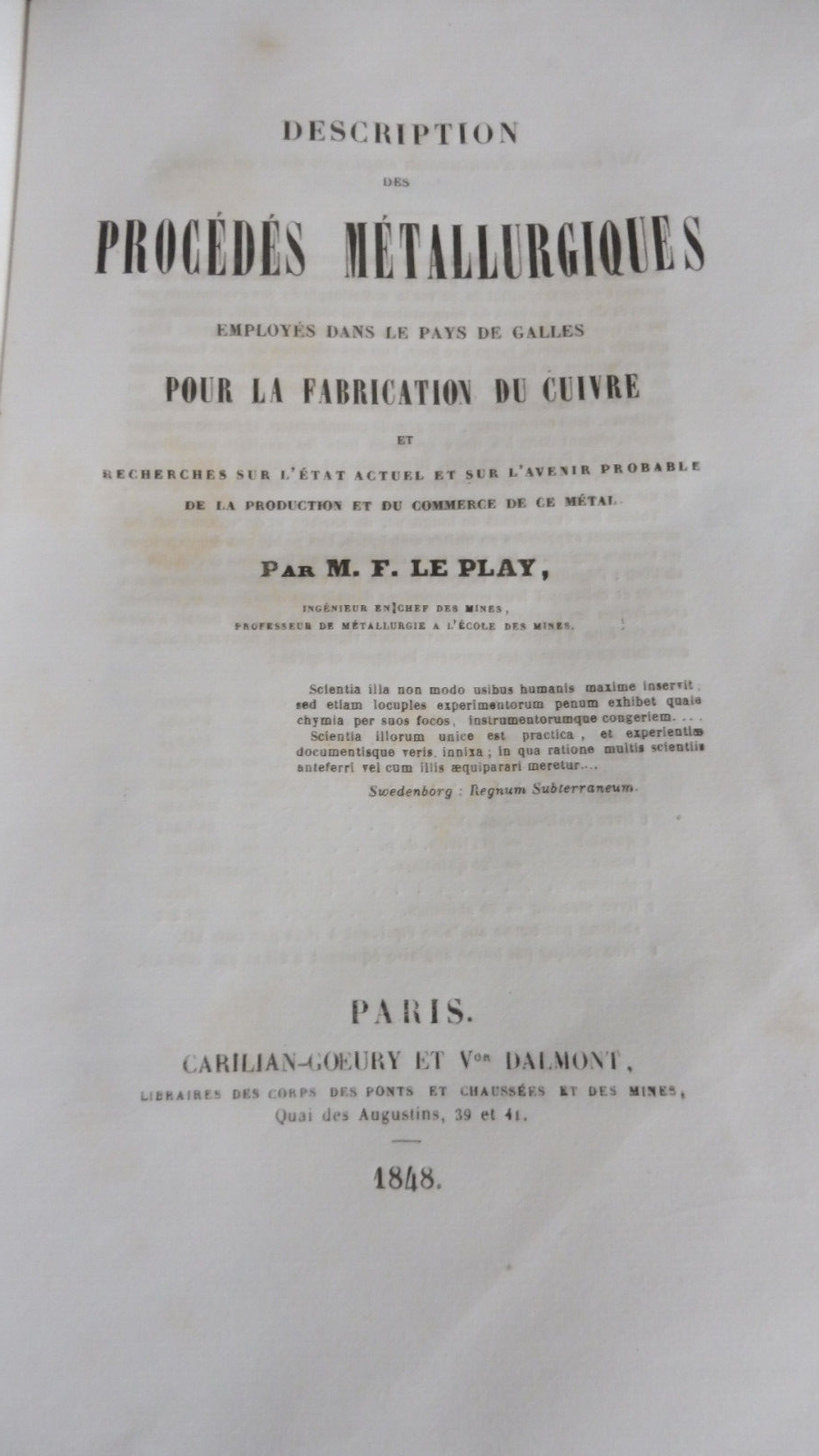 Description des procédés métallurgiques employés au P. de Galles (Le Play) 1848