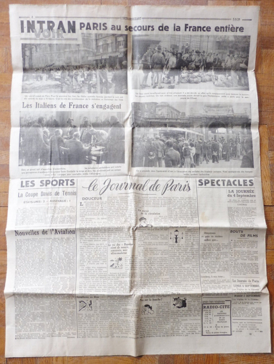 L'Intransigeant 5 sept. 1939 L'ATHENIA TORPILLE POLOGNE