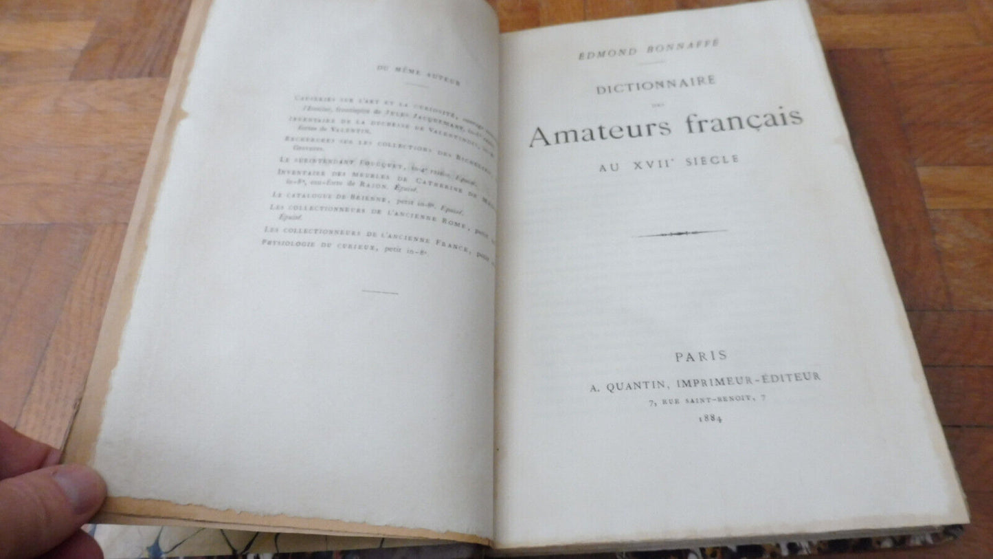 Dictionnaire des amateurs français au XVIIe siècle (Edmond Bonnaffé) 1884