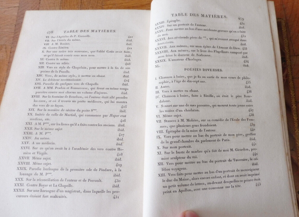 Oeuvres poétiques de Boileau 1825 RELIURE SIGNEE
