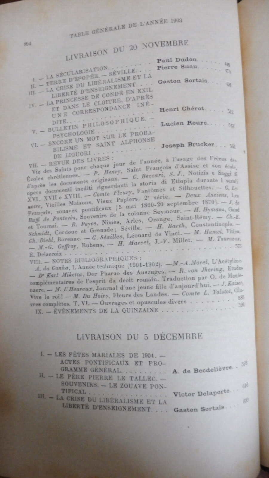 Etudes des jésuites octobre, novembre, décembre 1903
