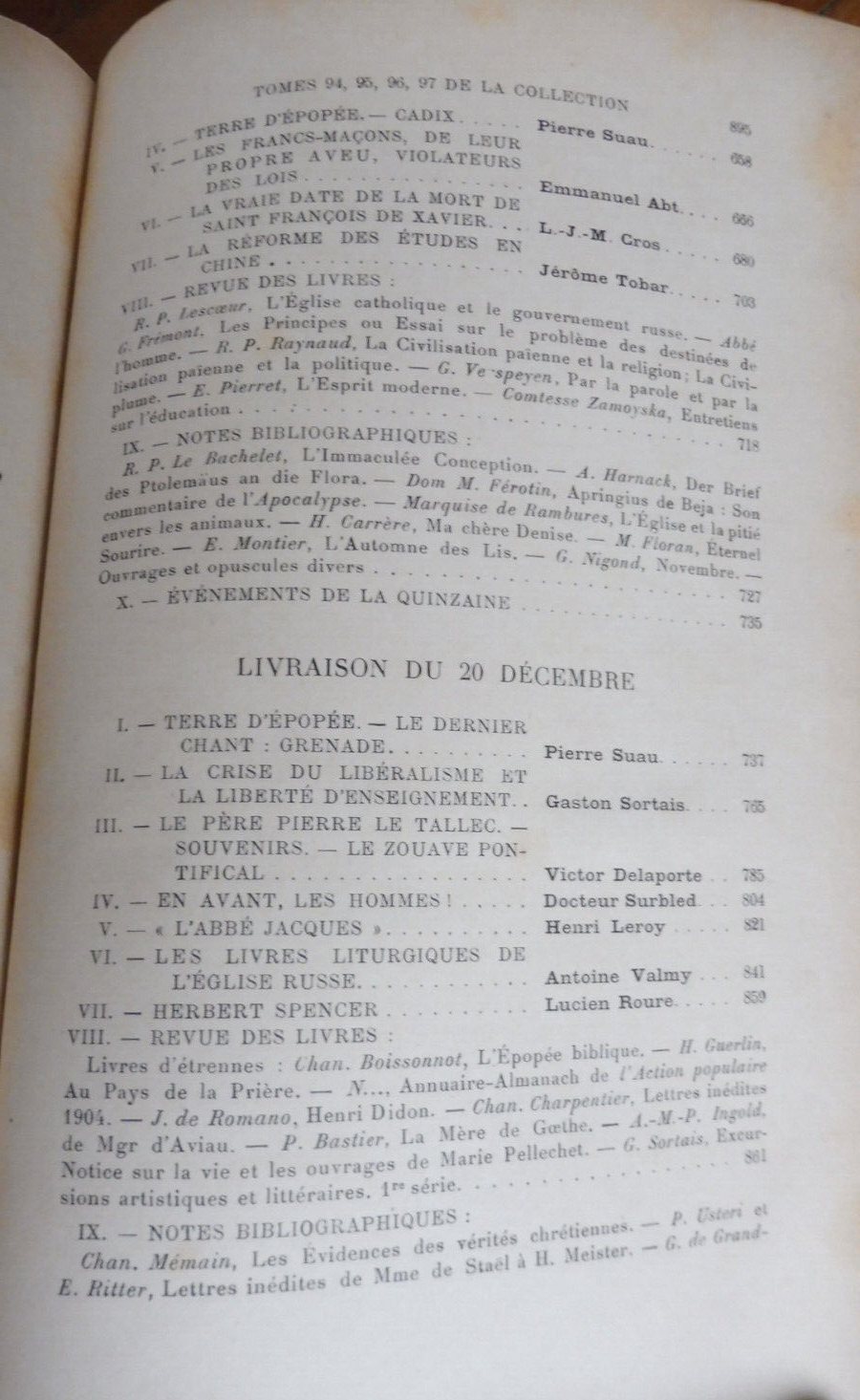 Etudes des jésuites octobre, novembre, décembre 1903
