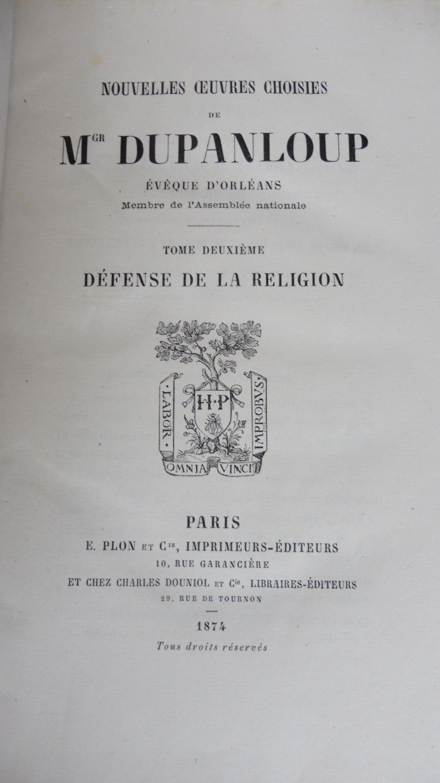 Oeuvres de monseigneur Dupanloup 1873 2/2