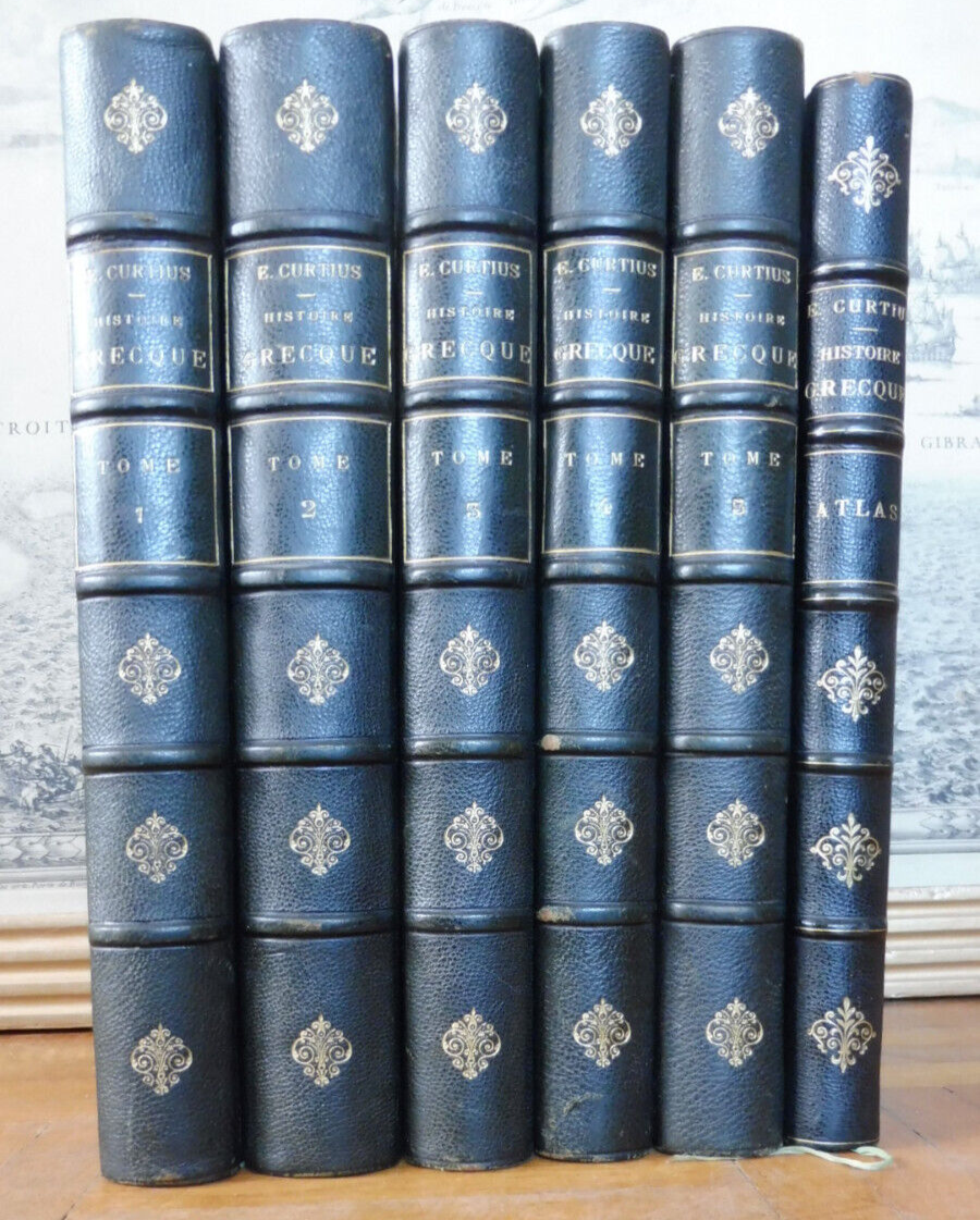 Histoire Grecque (Ernest Curtius) 1880 5 vol.+atlas