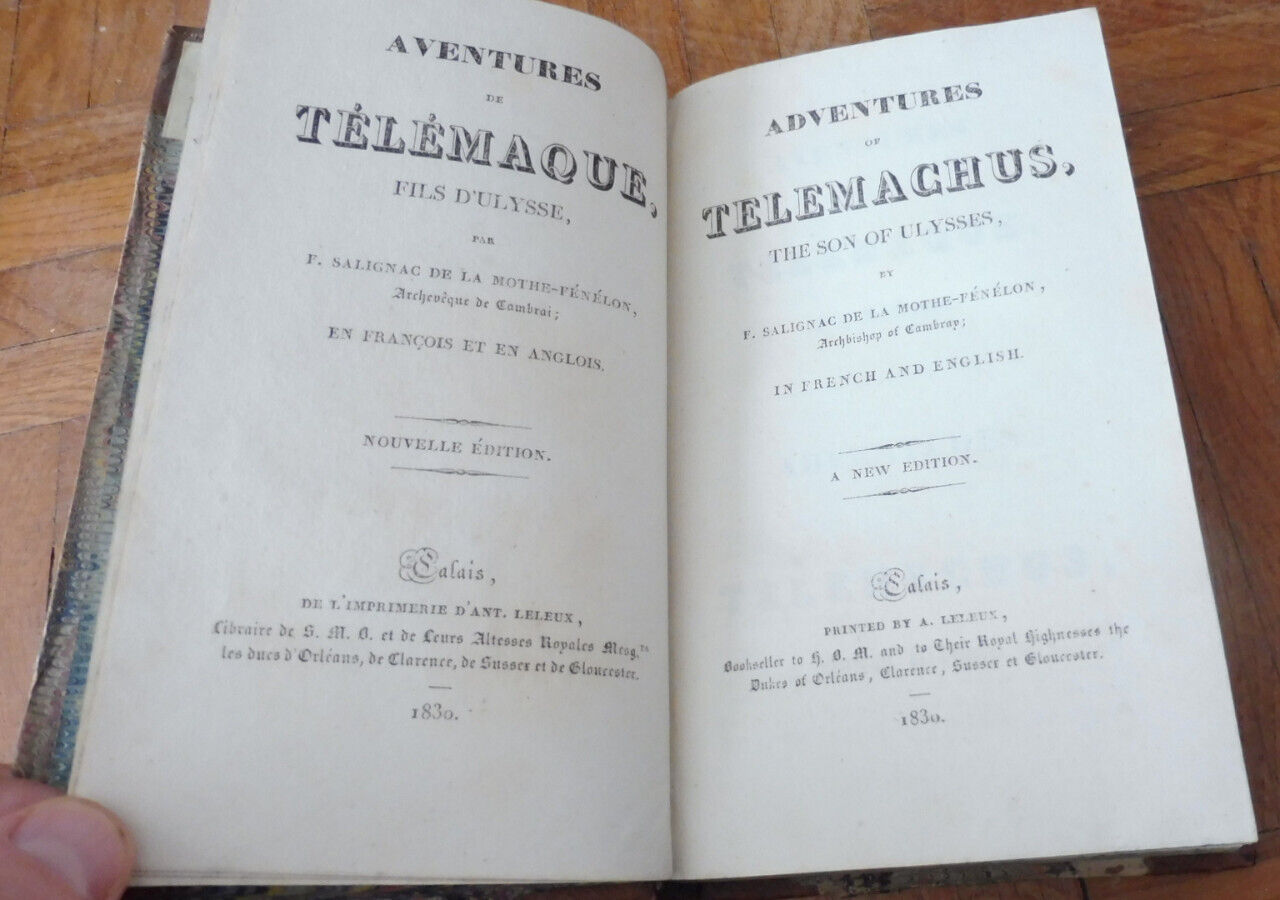 Aventures de Télémaque, fils d'Ulysse (Fénélon) 1830 2/2 BILINGUE