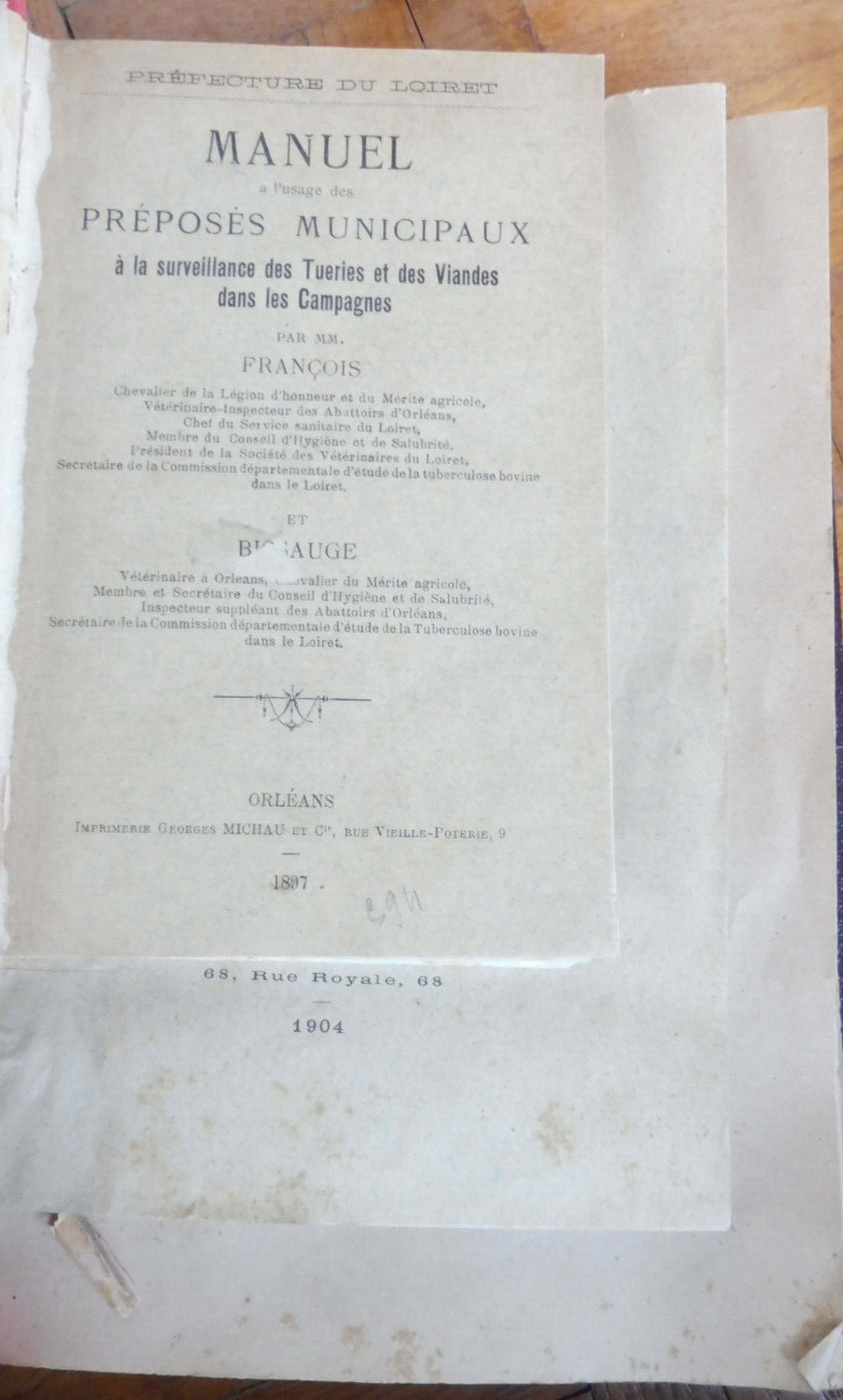 Publications 1894-1911 (René Bissauge) LOIRET VETERINAIRE