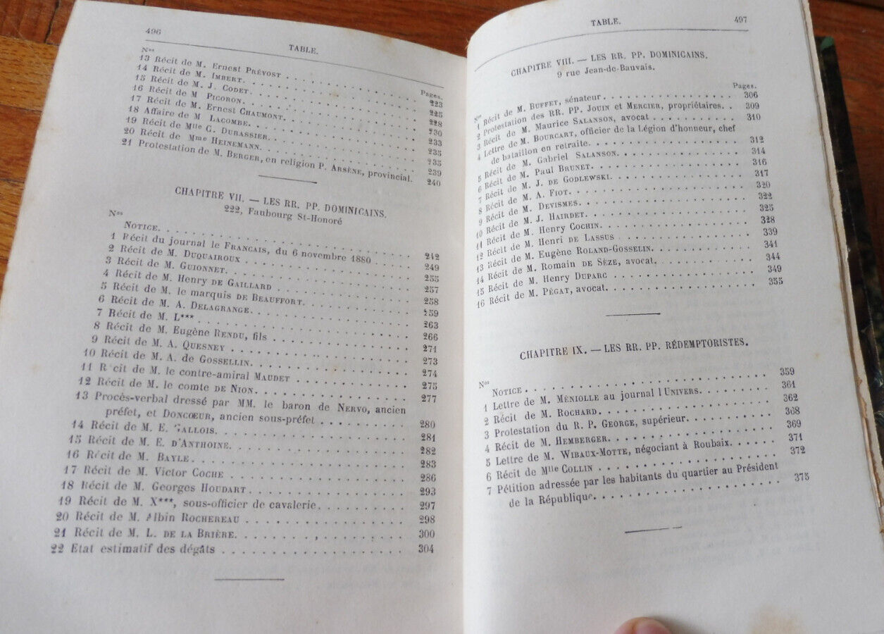 Expulsion des congrégations religieuses (Duparc et Cochin) 1881