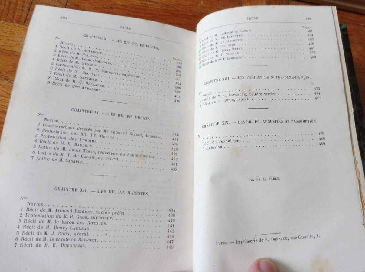 Expulsion des congrégations religieuses (Duparc et Cochin) 1881