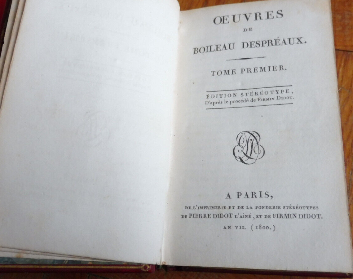 Oeuvres de Boileau Despréaux 1800 2 vol.
