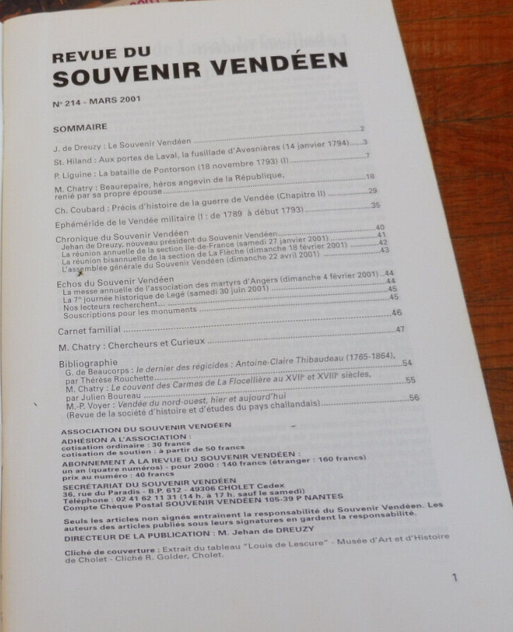Revue du souvenir vendéen. Année 2001. 4/4