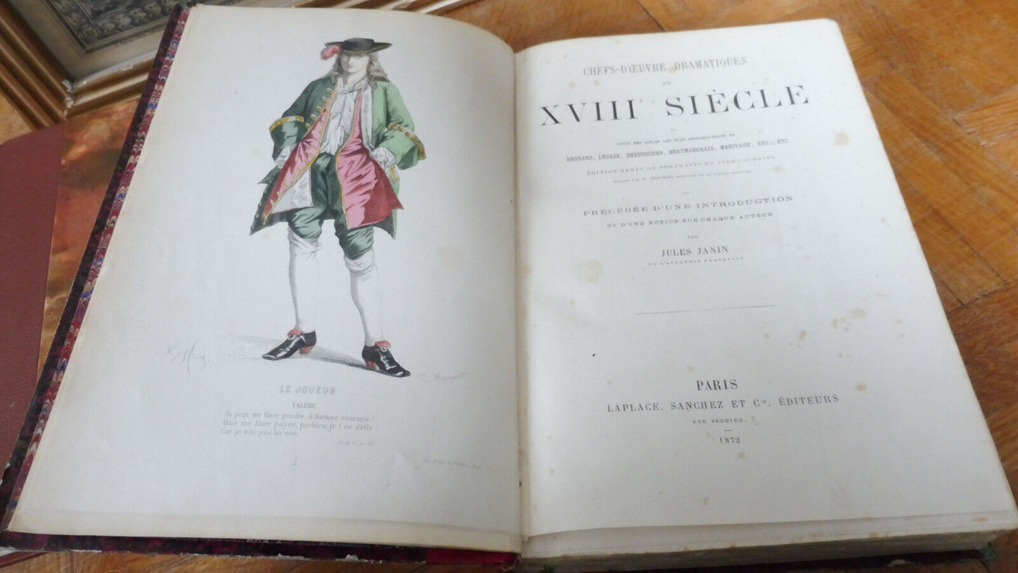 Chefs-d'oeuvres dramatiques du 18e siècle (Beaumarchais...) 1872 illus. Geffroy