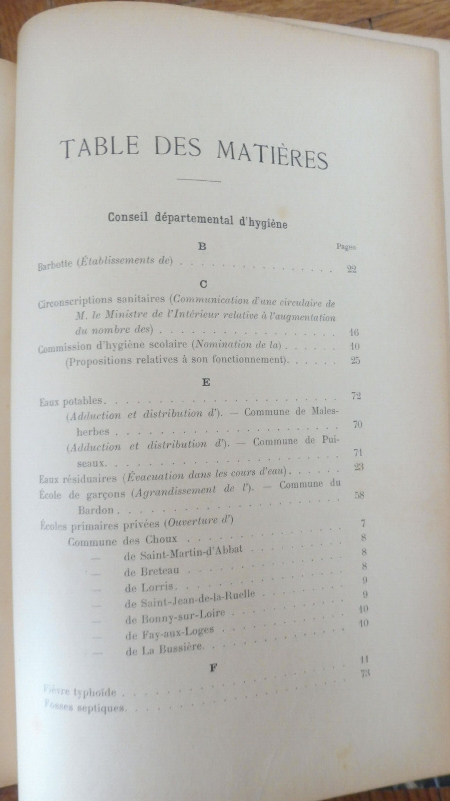 Rapport sur les travaux des Conseils d'Hygiène 1891-1904 (Bissauge) 1896 LOIRET