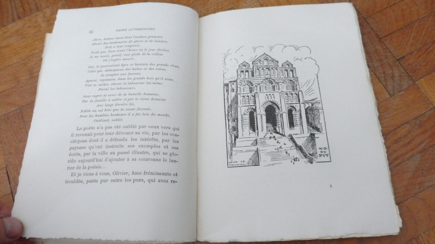 Pages auvergnates (P. De Nolhac) 1931 illus. H. De Nolhac ENVOI NUMEROTE