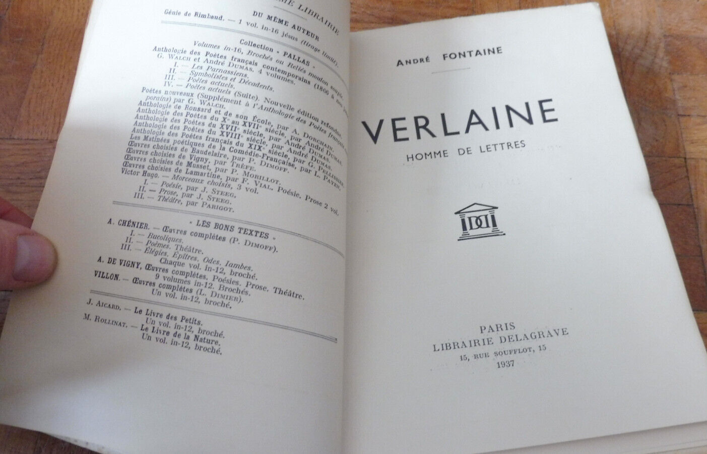 Verlaine, homme de lettres (André Fontaine) 1937 EO