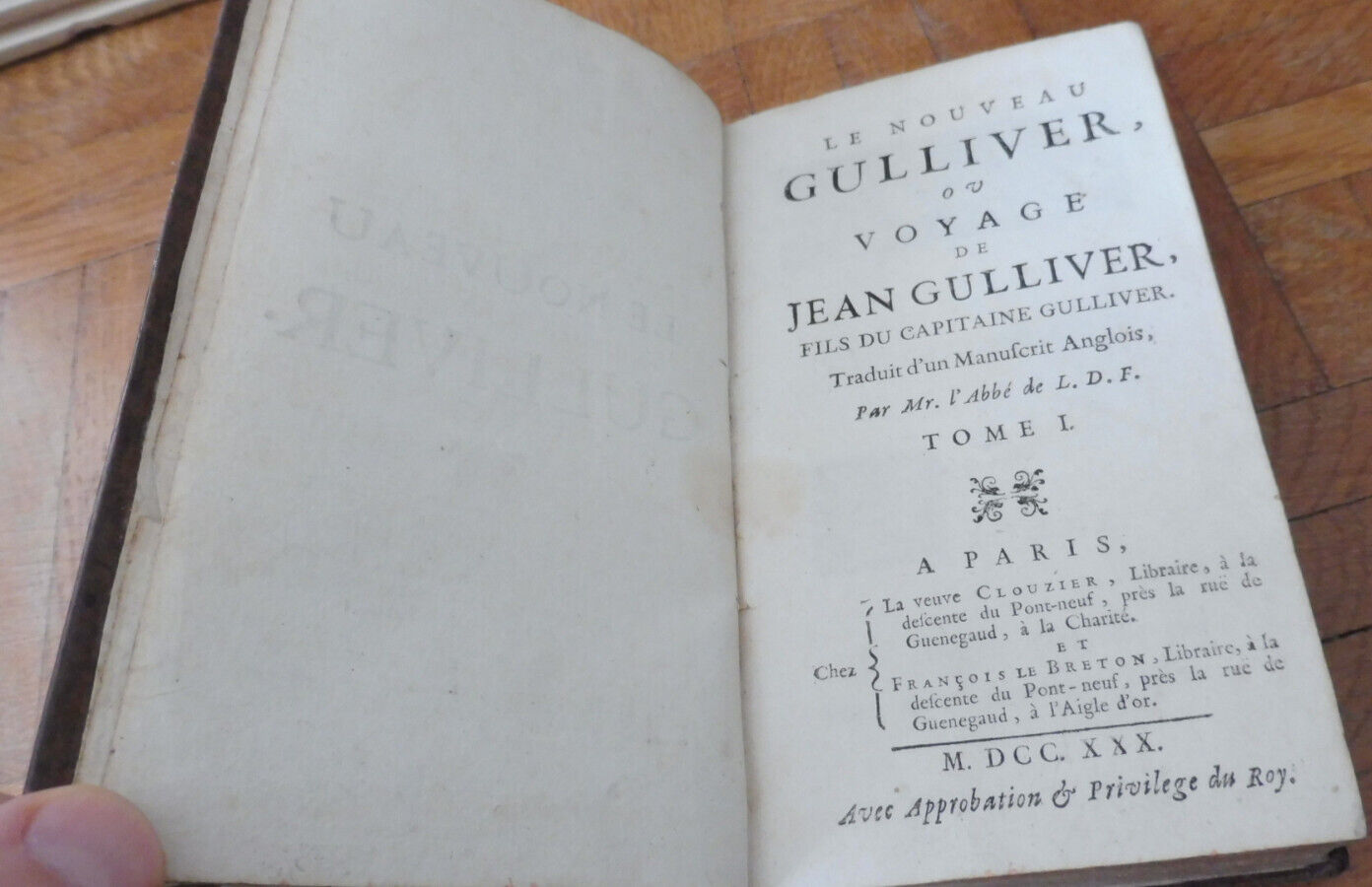 Le Nouveau voyage de Gulliver (Desfontaines) 1730 2 tomes en 1 vol.