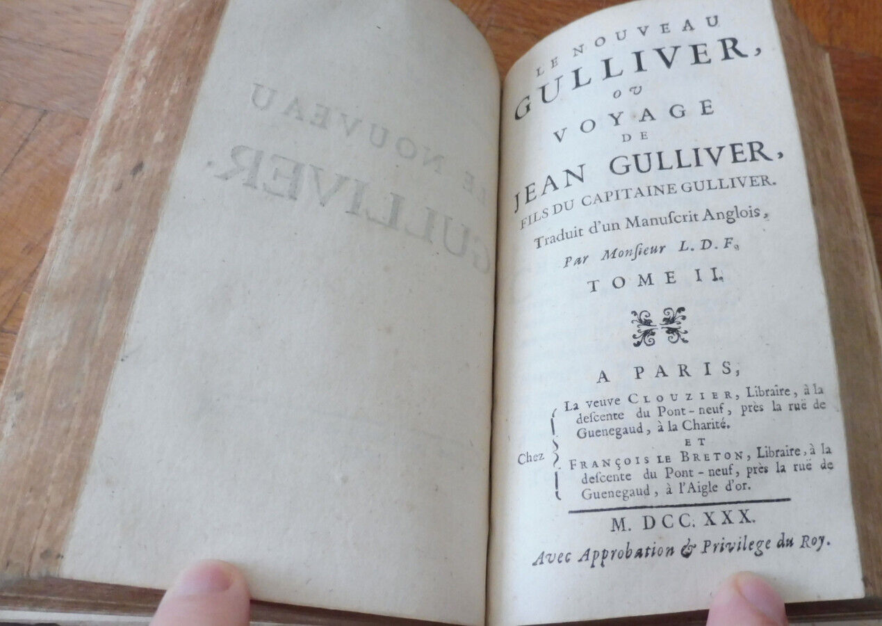 Le Nouveau voyage de Gulliver (Desfontaines) 1730 2 tomes en 1 vol.