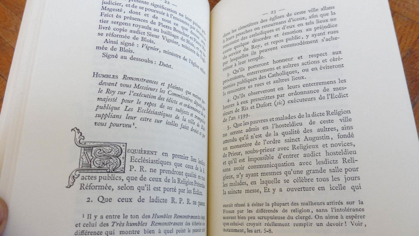 La Réforme en Blaisois. Documents inédits (Paul De Félice) 1979 PROTESTANTISME
