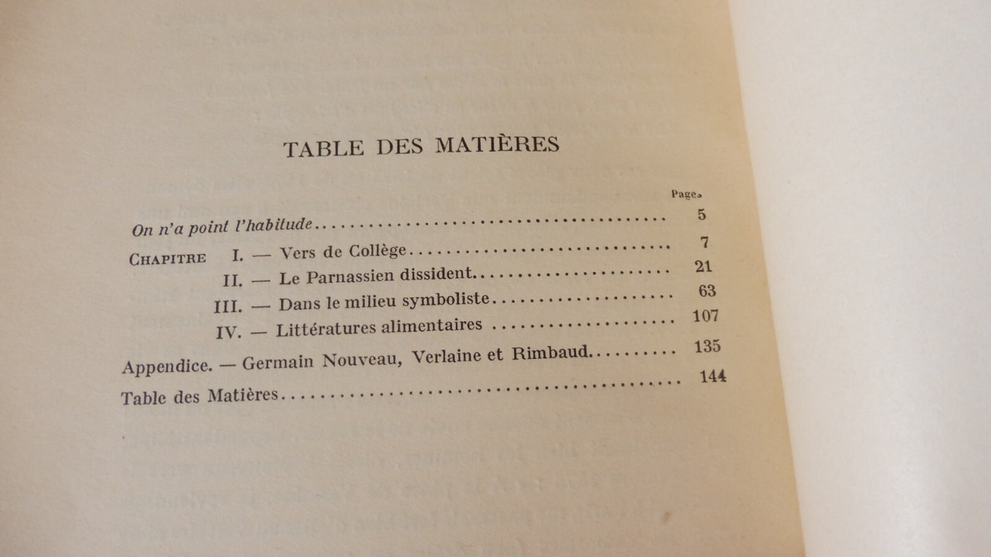 Verlaine, homme de lettres (André Fontaine) 1937 EO
